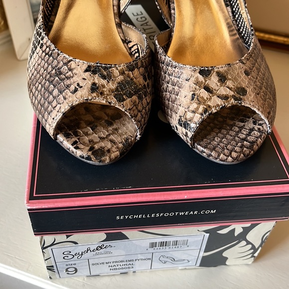 Snakeprint peep-toe heels Seychelles at Anthropologie - Picture 6 of 6